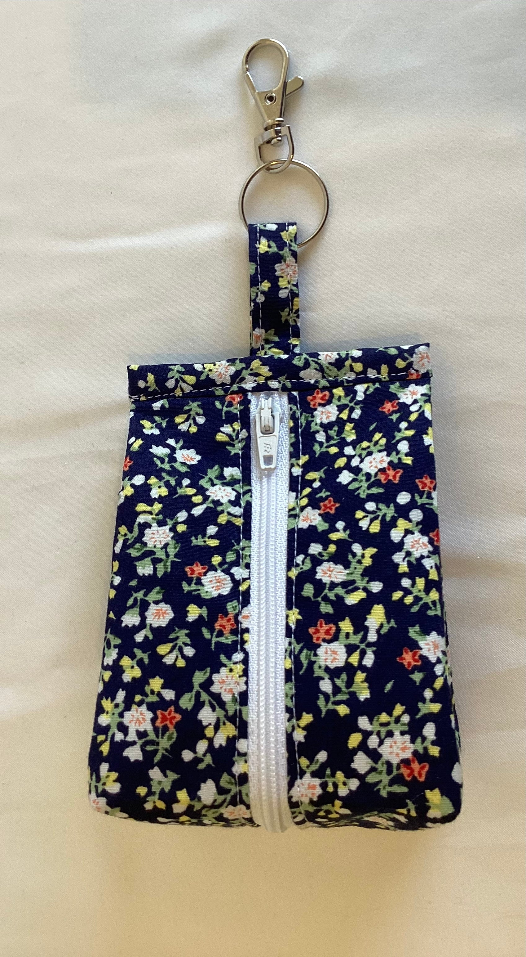 Black Multicoloured Triangular Zipped Coin/Key Pouch With a Lobster Claw Clasp