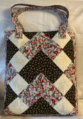 Large Quilted Red Black Patchwork Tote Bag