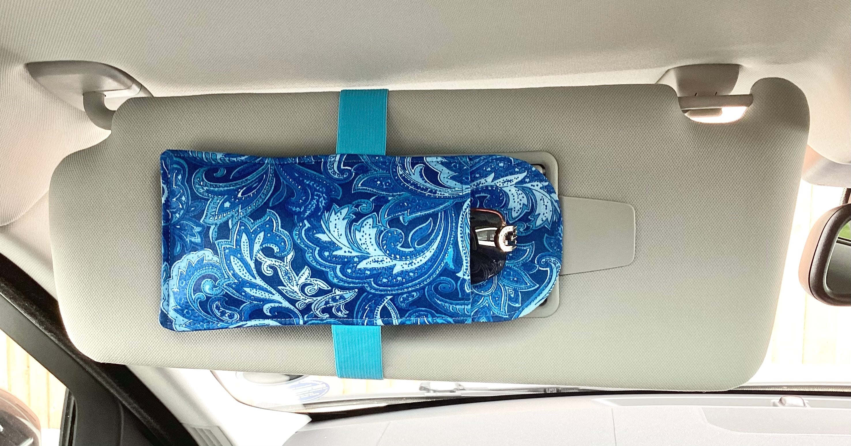 Car Visor Handmade Sun Glasses Case Dark Blue