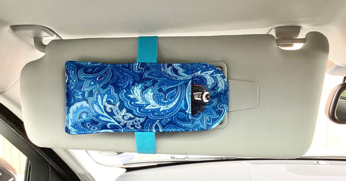 Car Visor Handmade Sun Glasses Case Dark Blue