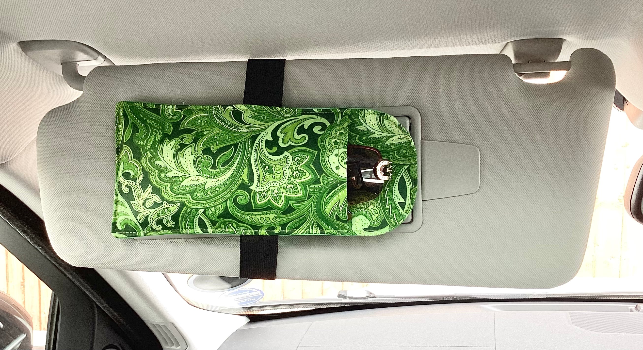 Car Visor Handmade Sun Glasses Case Dark Green