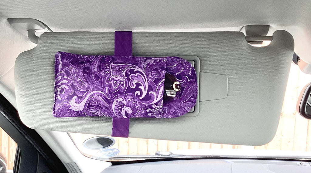 Car Visor Handmade Sun Glasses Case Dark Purple
