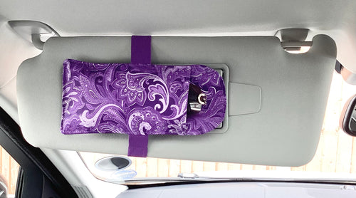 Car Visor Handmade Sun Glasses Case Dark Purple