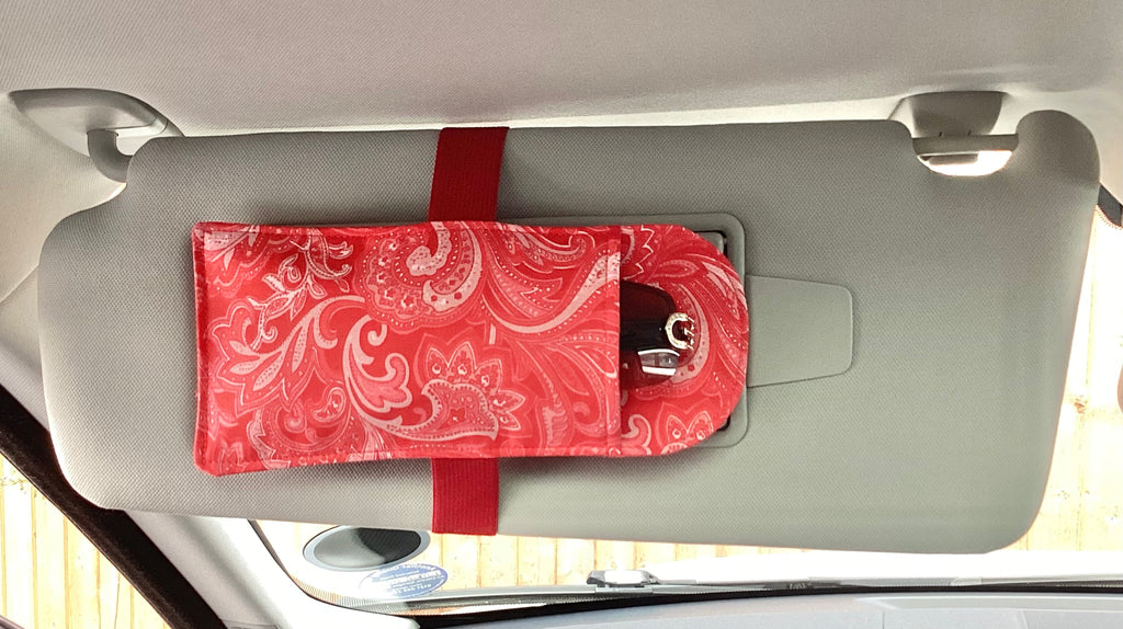 Car Visor Handmade Sun Glasses Case Dark Red