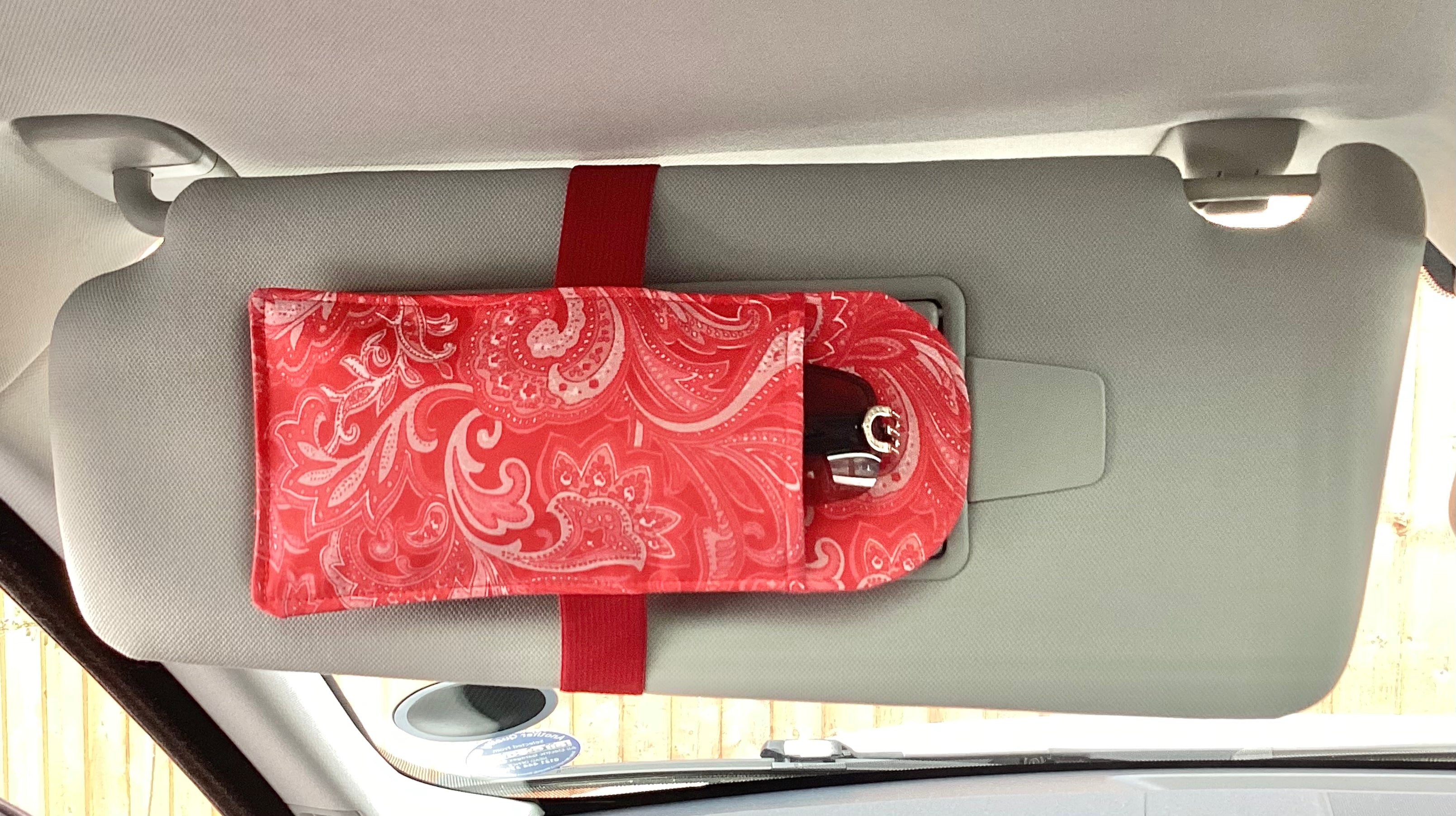 Car Visor Handmade Sun Glasses Case Dark Red
