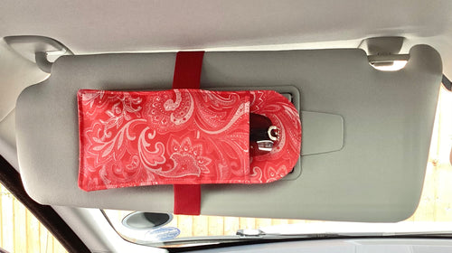 Car Visor Handmade Sun Glasses Case Dark Red