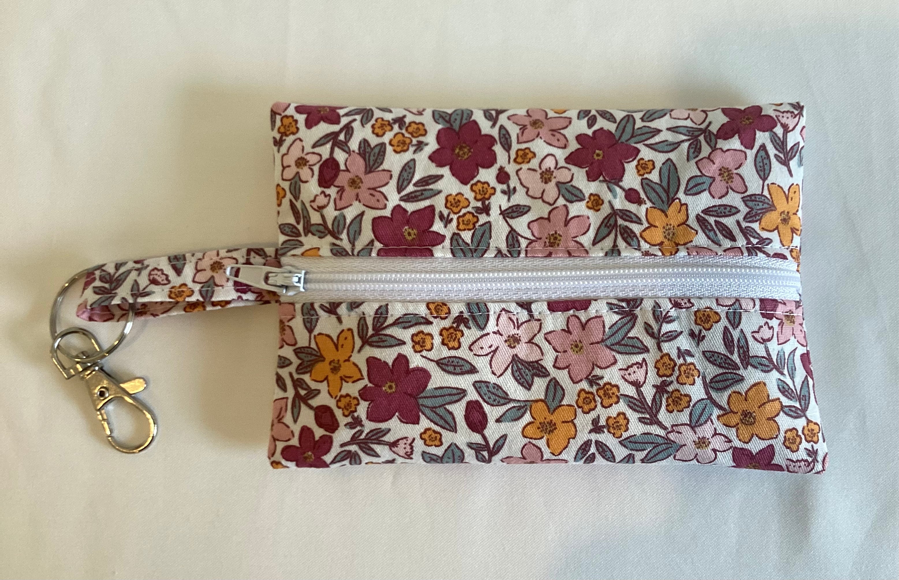 Pink And Cerise Zipped Handmade Pouch Keys Coins Doggy Treats with lobster claw clasp
