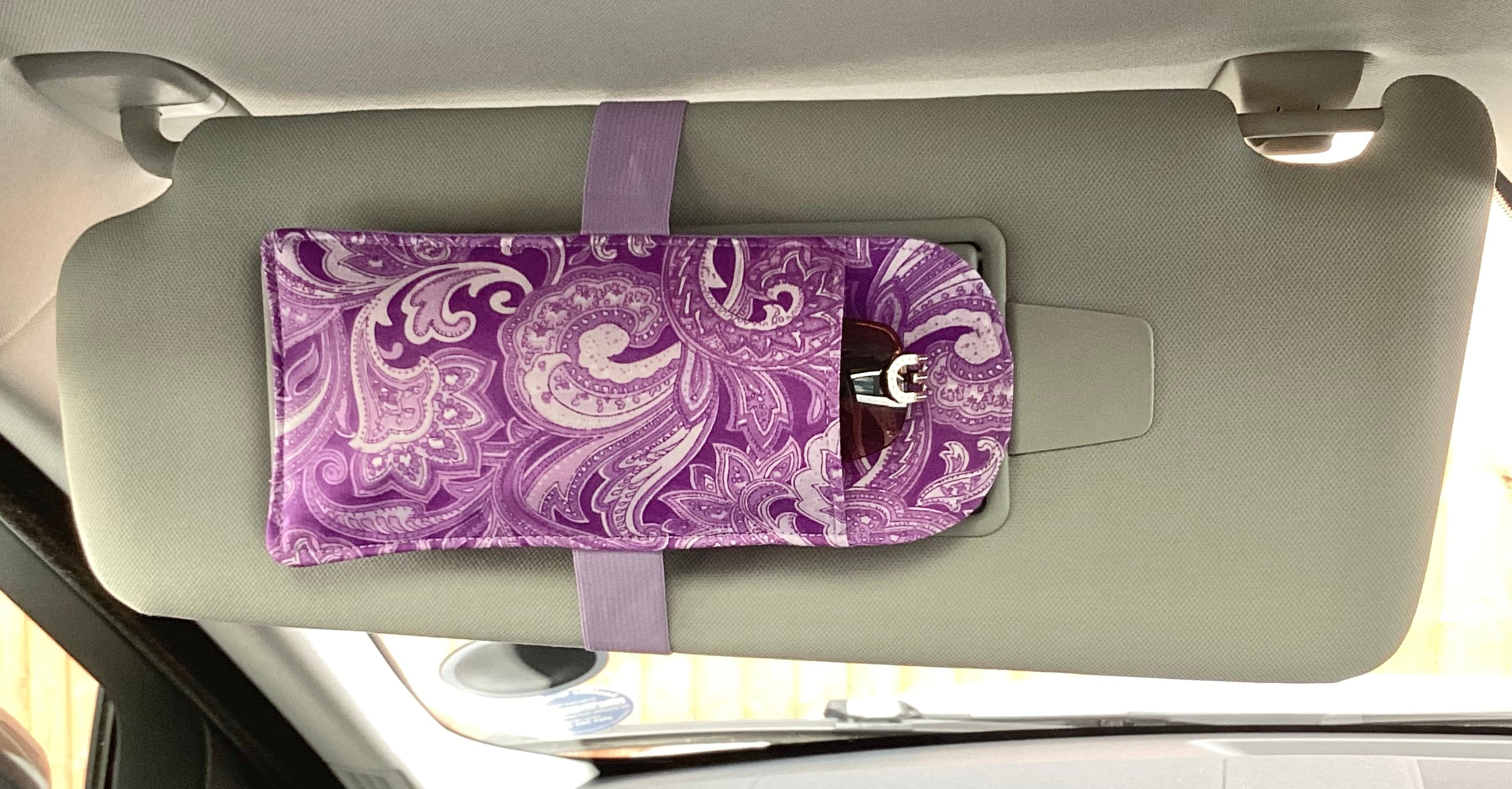Car Visor Handmade Sun Glasses Case In Light Purple