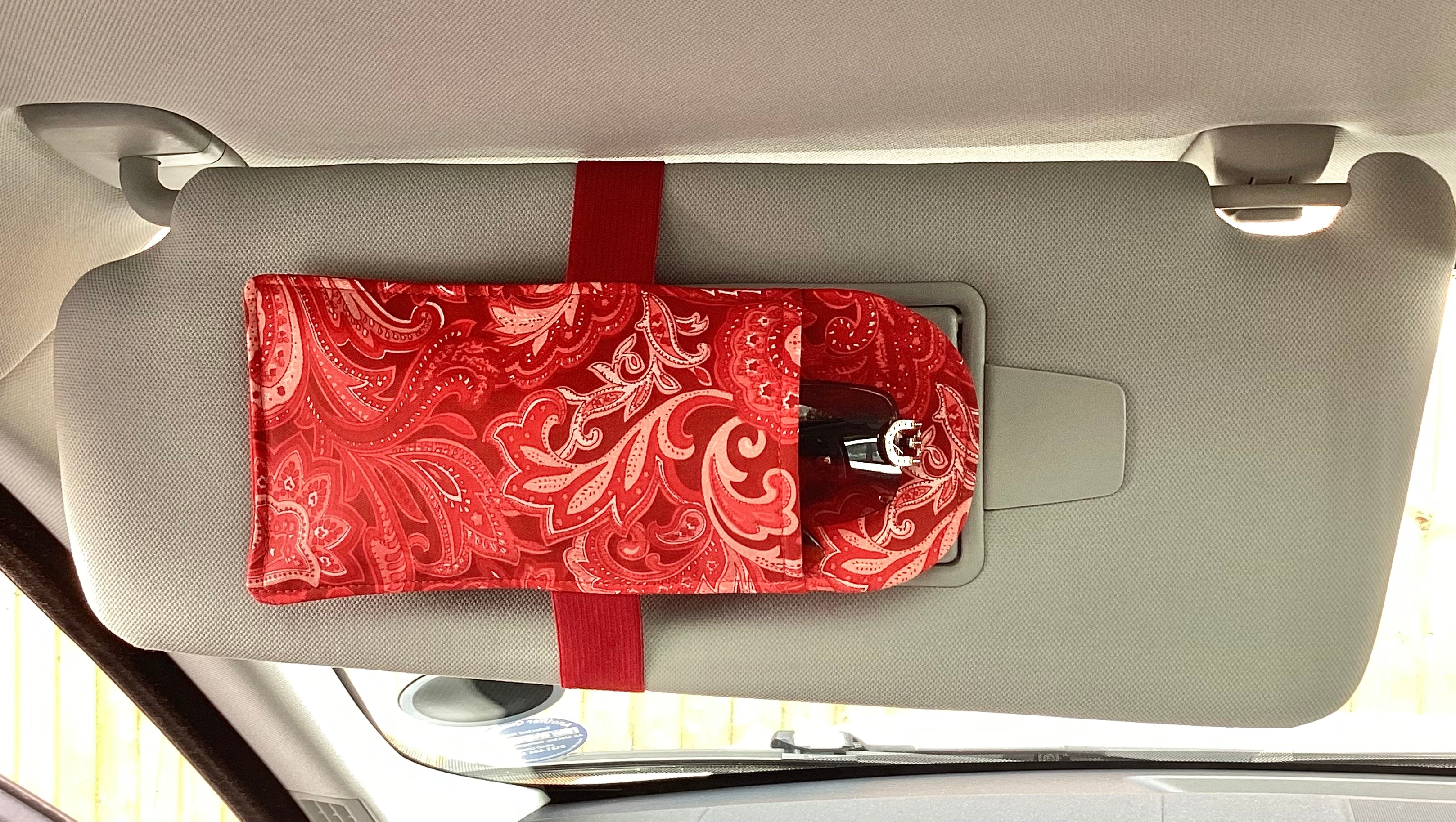 Car Visor Handmade Sun Glasses Case Light Red