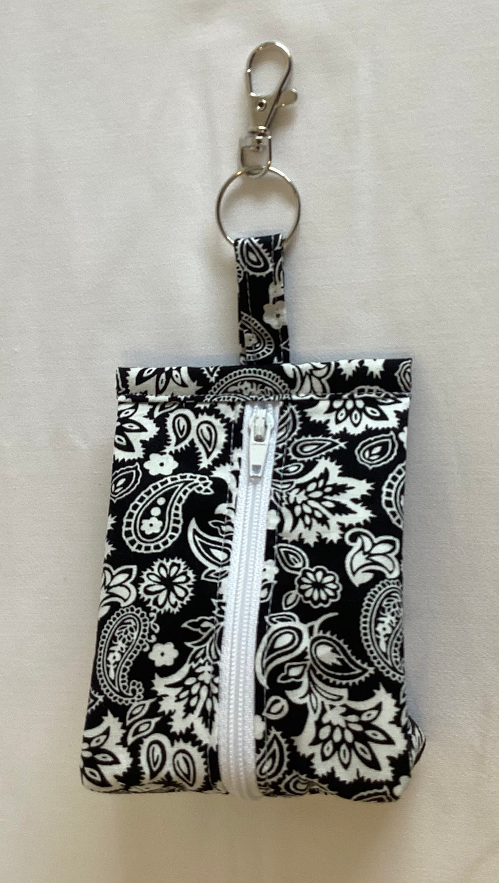 Paisley Triangular Zipped Coin/Key Pouch With a Lobster Claw Clasp