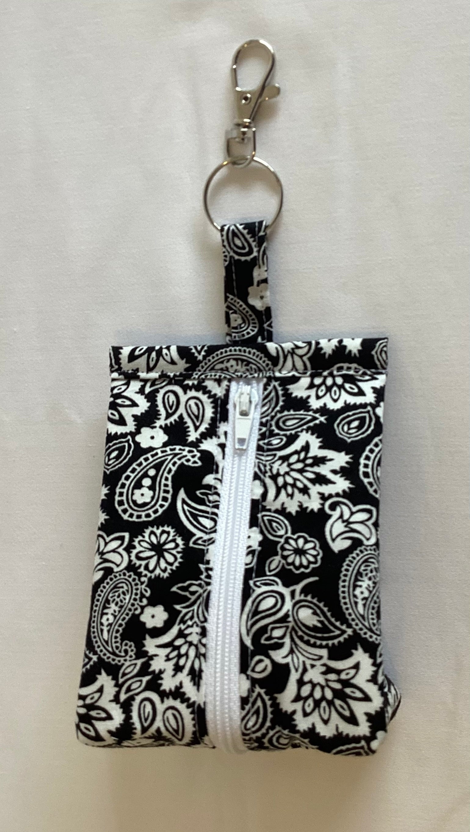 Paisley Triangular Zipped Coin/Key Pouch With a Lobster Claw Clasp