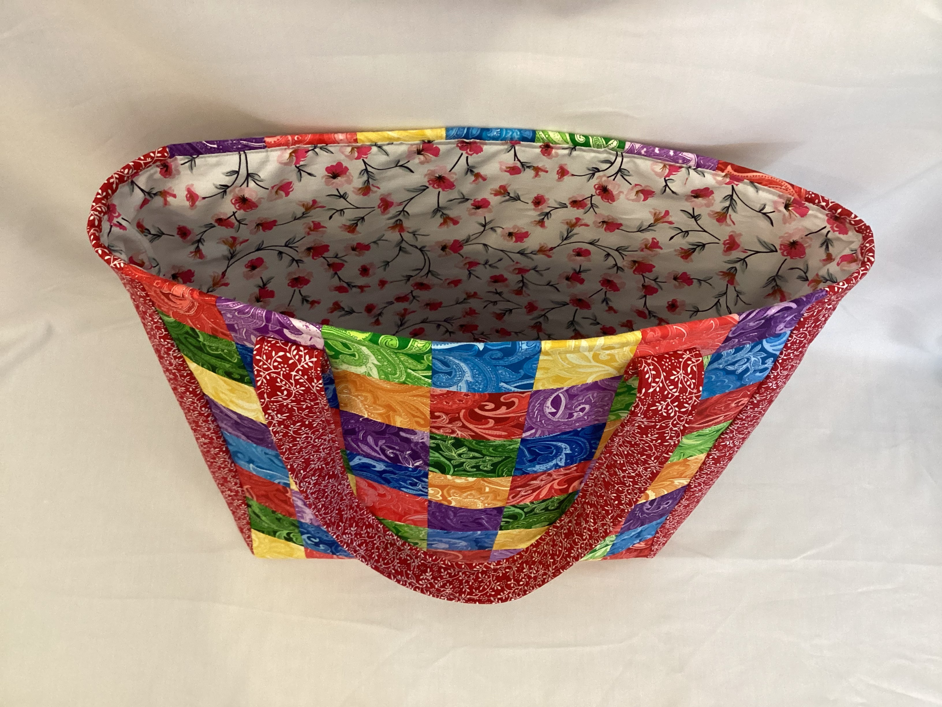 Large Quilted Paisley Design Handmade  Patchwork Tote Bag
