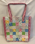 Handmade Patchwork  Cerise Large Quilted  Tote Bag