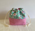 Pink And Green Handmade Draw String Bag Multi Purpose