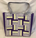 Large Purple Cross Quilted Patchwork Tote Bag