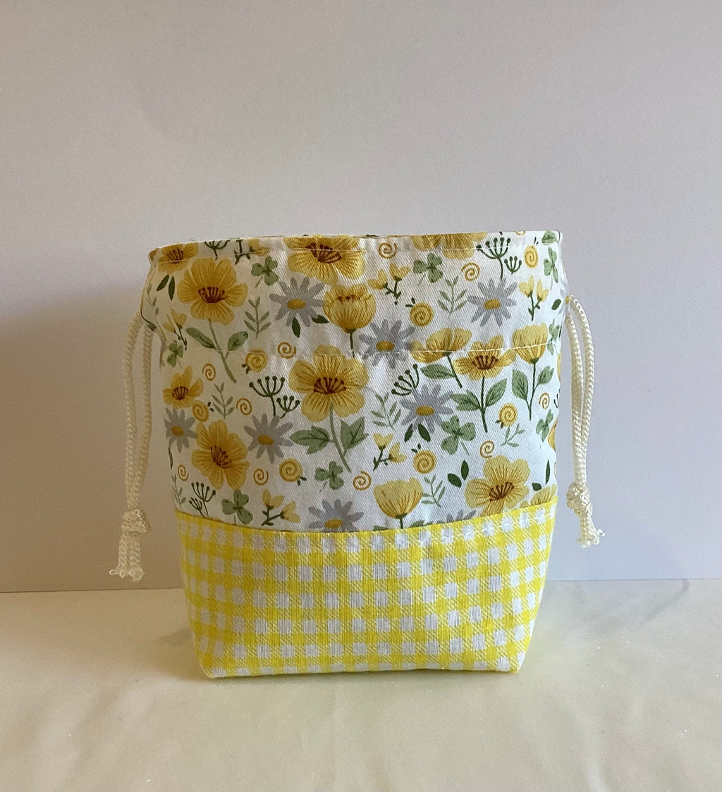 Yellow  Handmade Draw String Bag Multi Purpose