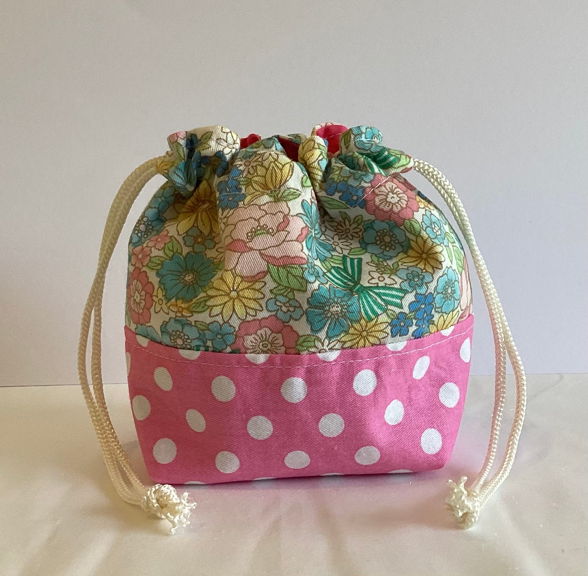 Polka DotHandmade  Draw String Bag Multi Purpose