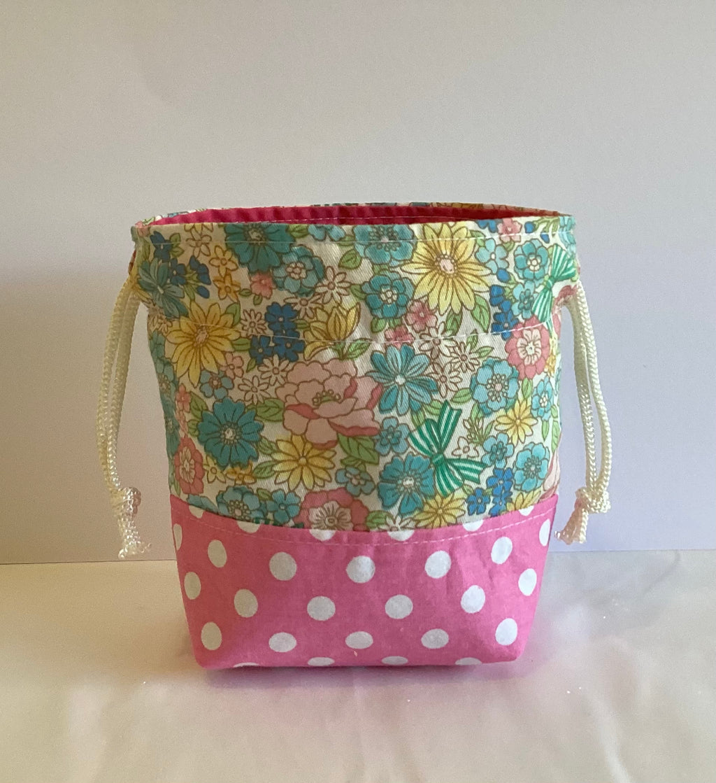 Polka Dot Handmade  Draw String Bag Multi Purpose
