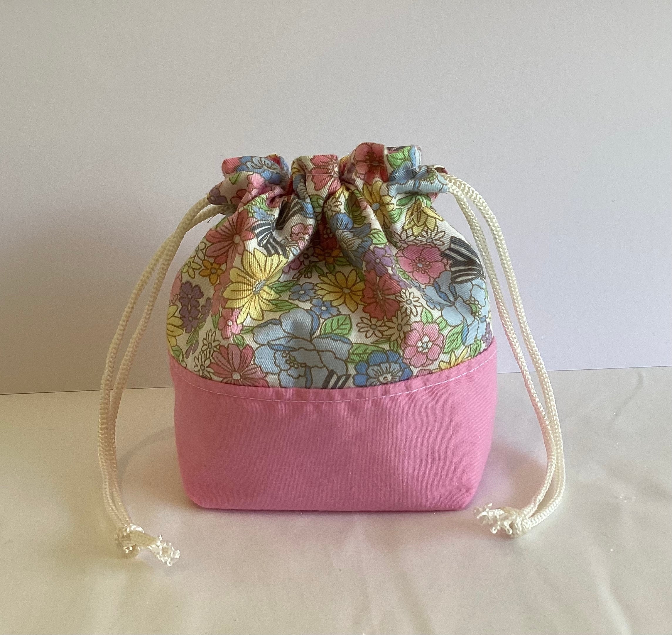 Twin PInk Handmade Draw String Bag Multi Purpose