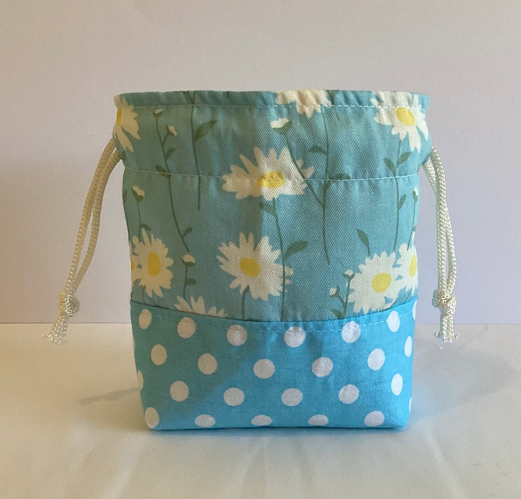 Two Tone Green Handmade Draw String Bag Multi Purpose