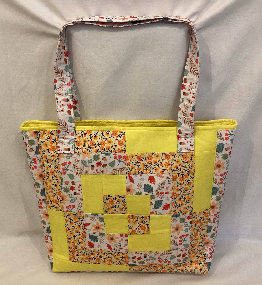 Large Yellow Handmade Quilted Patchwork Tote Bag