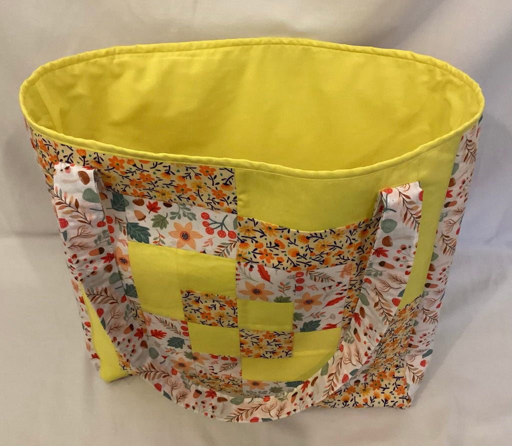 Large Yellow Handmade Quilted Patchwork Tote Bag