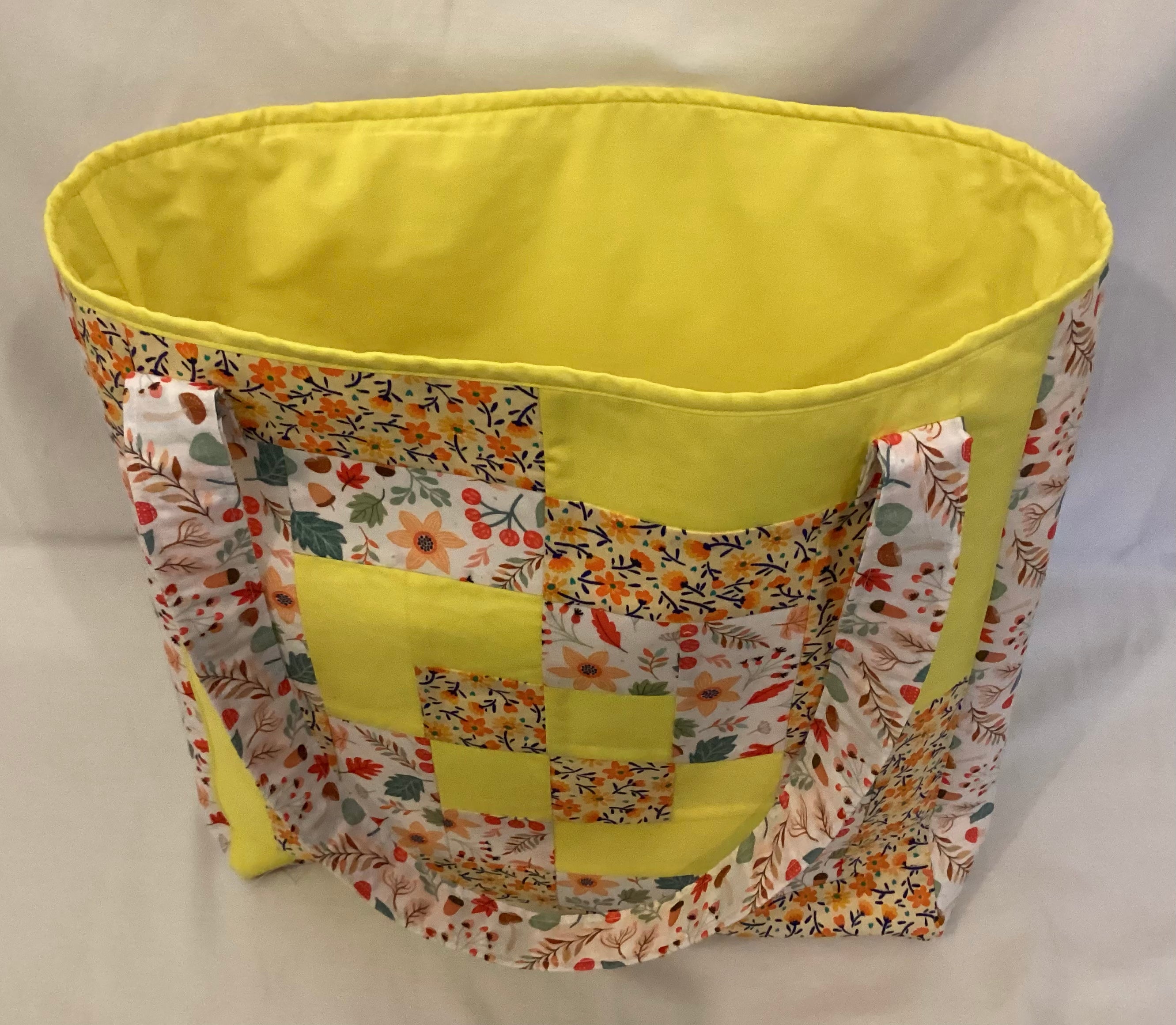 Large Yellow Handmade Quilted Patchwork Tote Bag